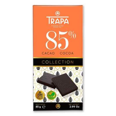شکلات تخته ای دارک 85درصد تراپا (80گرم)