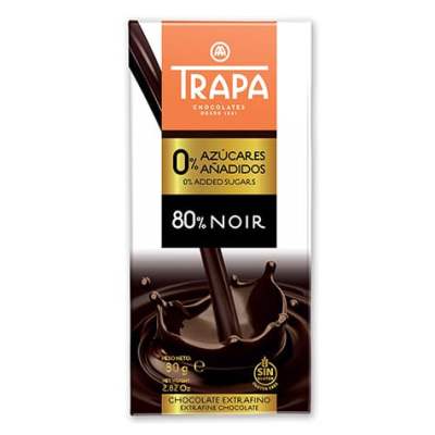 شکلات تخته ای دارک 80درصد تراپا (80گرم)