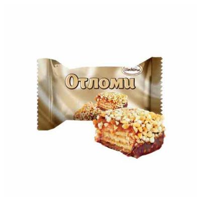 ویفر پروتئینه شکلاتی اوتلومی آکوند با کرم کارامل و تکه های بادام زمینی و برنجک (1کیلوگرم)