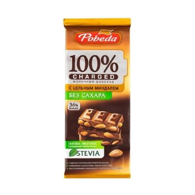 شکلات تخته ای دارک 36درصد بدون قند پوبدا با مغز بادام درختی (90گرم)