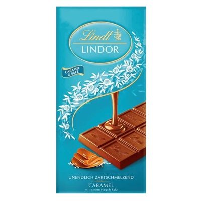شکلات تخته ای لینت لیندور با کرم کارامل نمکی (100گرم)