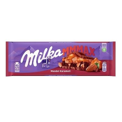 شکلات تخته ای میلکا مکس با مغز بادام درختی و کارامل (300گرم)