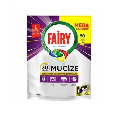 قرص ماشین ظرفشویی فیری با قدرت پاک کنندگی 30 دقیقه ای با رایحه لیمو (50عددی)