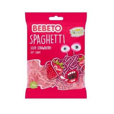 پاستیل ببتو اسپاگتی طعم توتفرنگی ترش (80گرم)