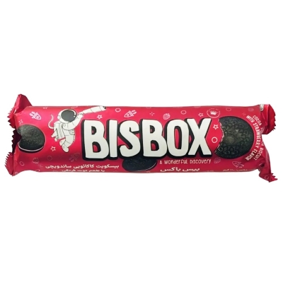 بیسکویت کاکائویی بیس باکس زرماکارون با کرم توتفرنگی (110گرم)